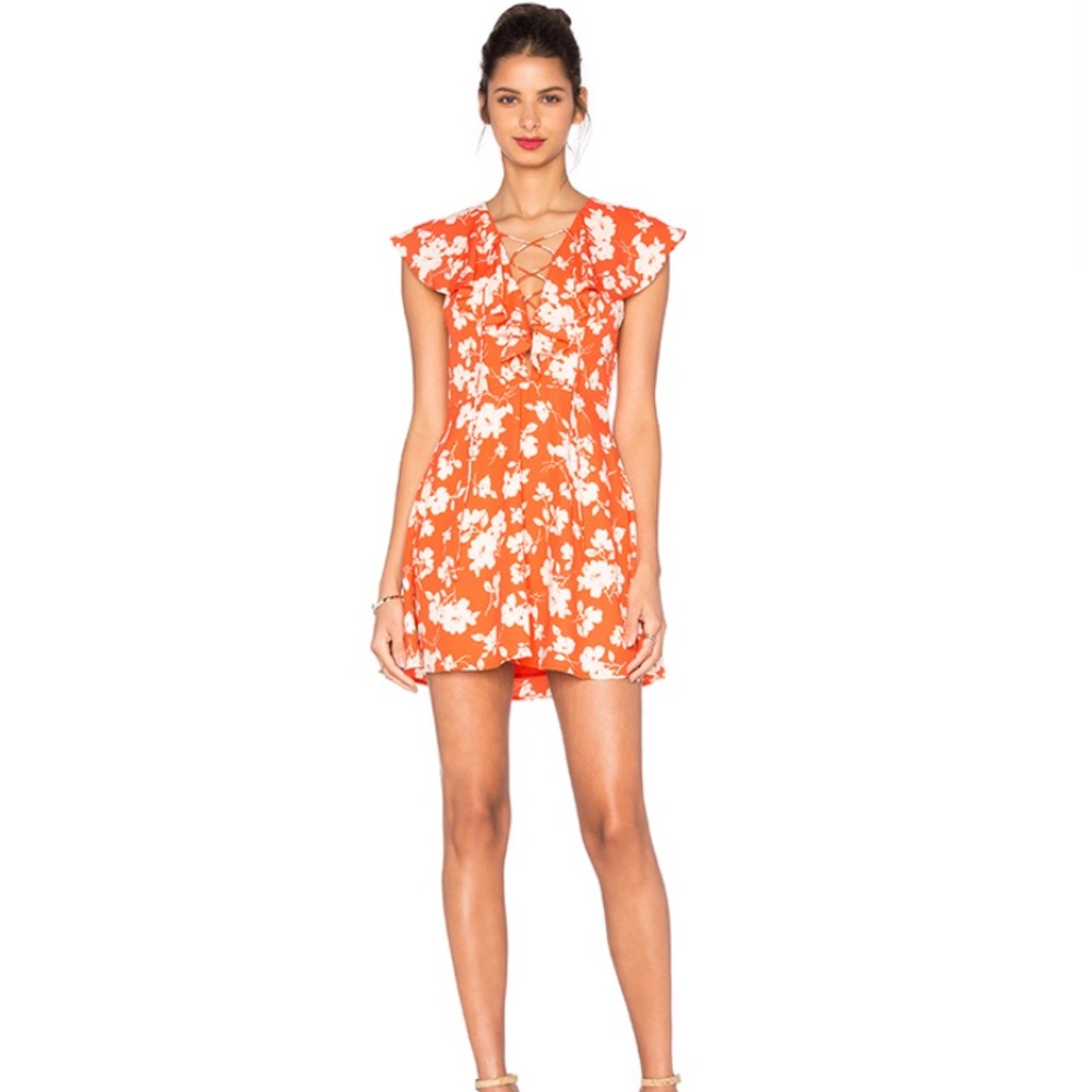 J.O.A Sleeveless Lace Up Floral Dress